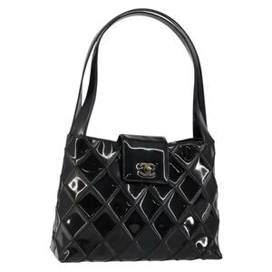 Vintage CHANEL Patent Diamond Quilted Shopper Tote with CC Turnlock